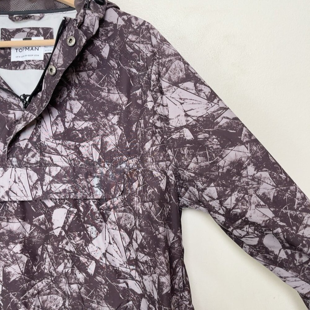 TOPMAN Mens Medium Camo Hooded Zip Neck Pullover - Picture 7 of 11